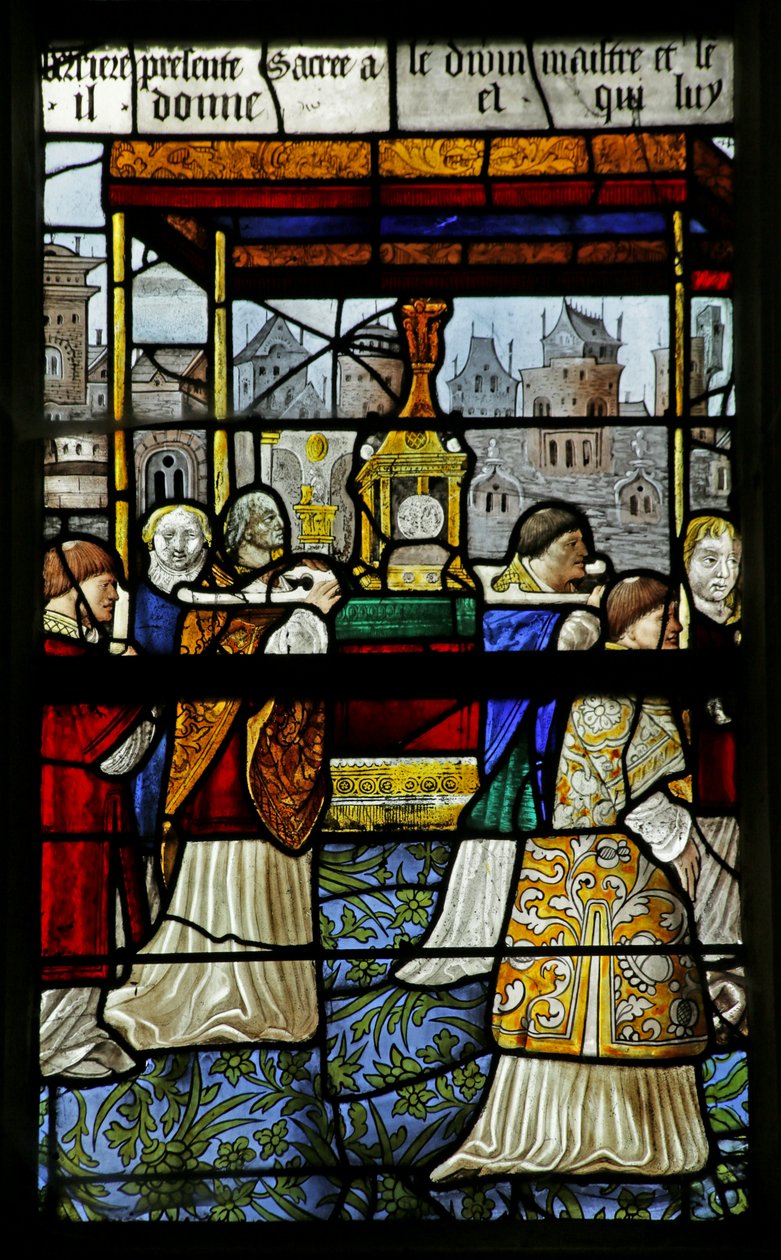 Fenster, das eine Prozession des Heiligen Sakraments darstellt (Detail), 1530 von French School