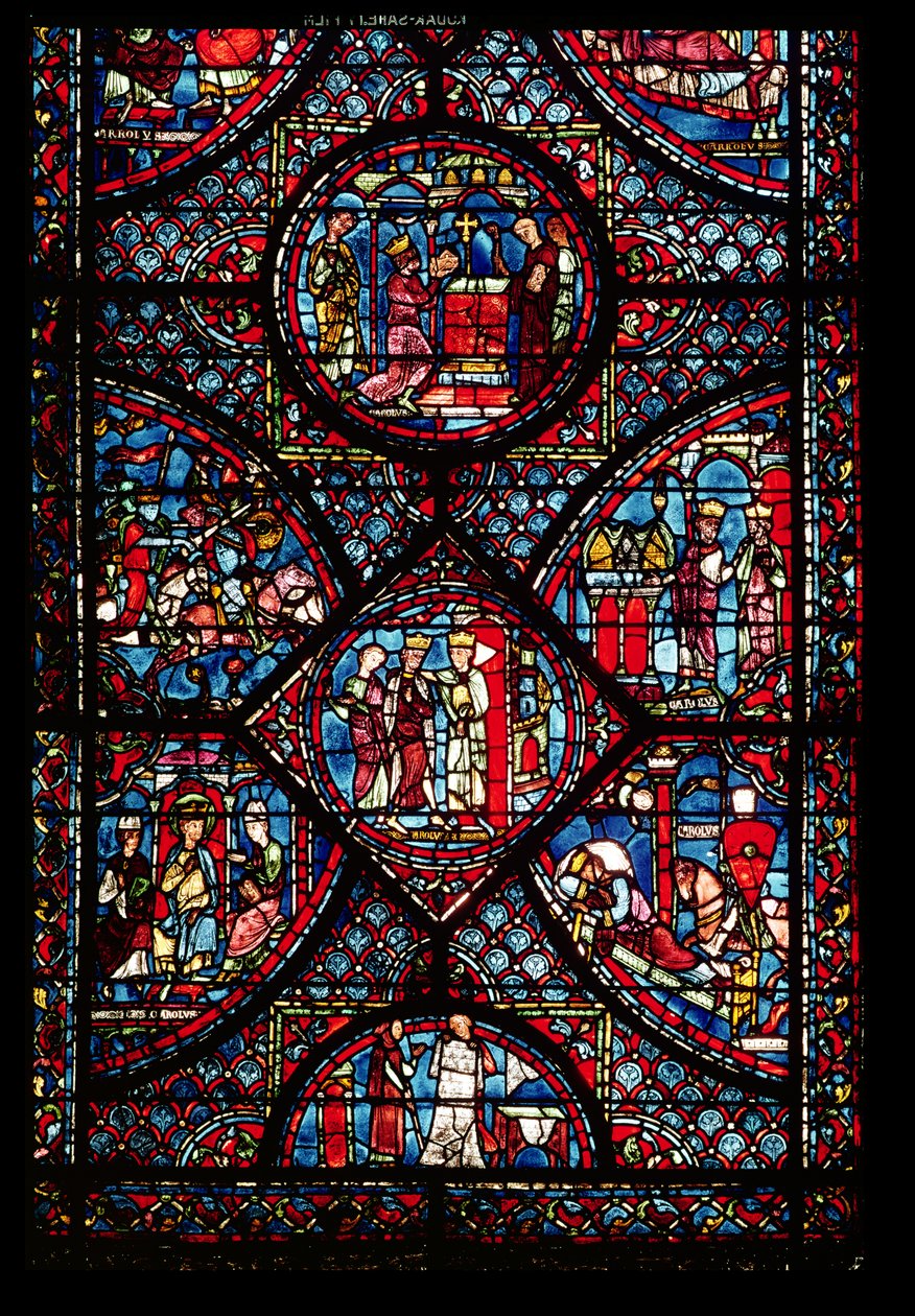 Fenster mit Szenen aus dem Leben Karls des Großen (747-814) aus dem Chorumgang von French School