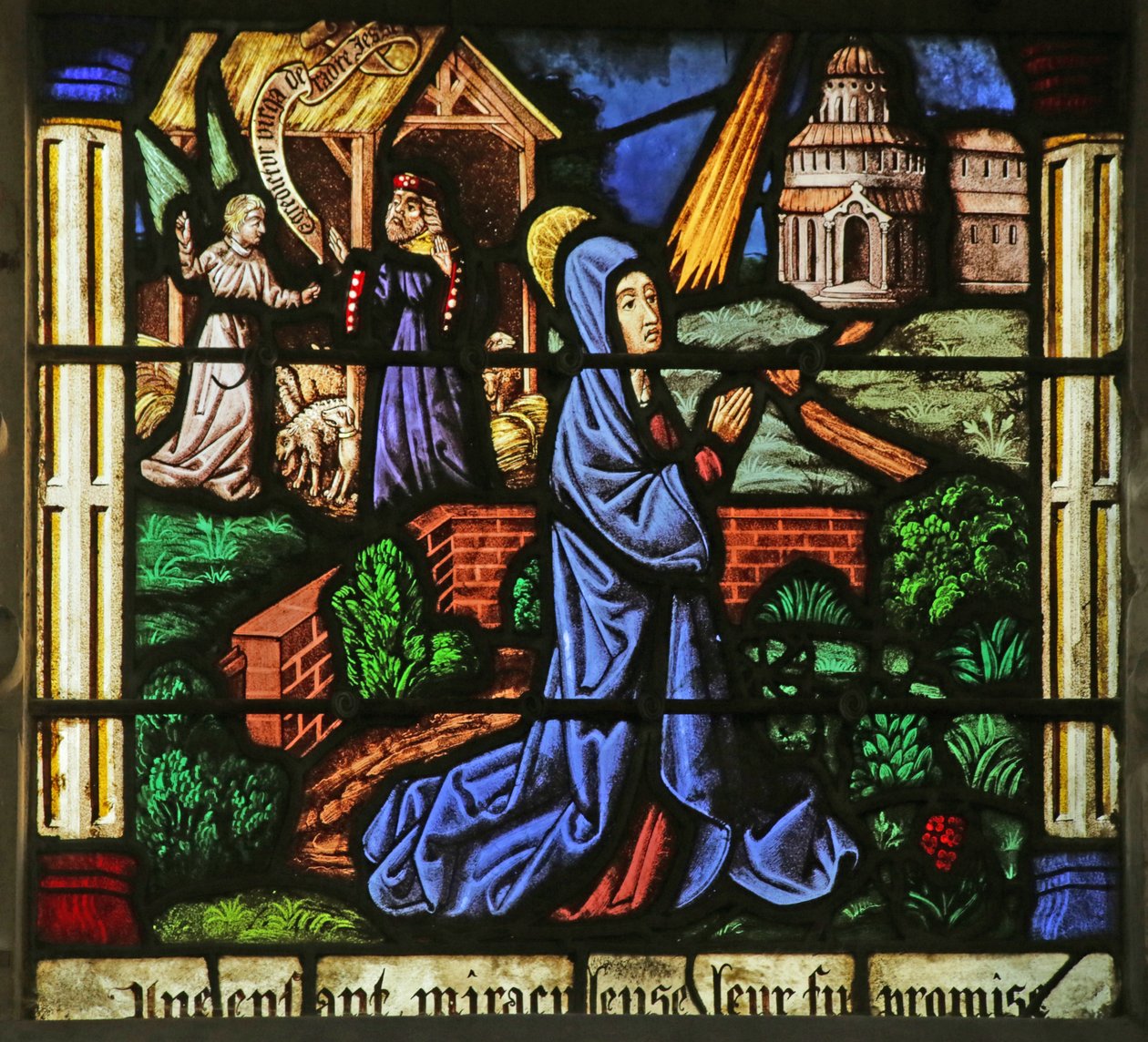 Fenster mit der Verkündigung an Anna und Joachim (Buntglas) von French School