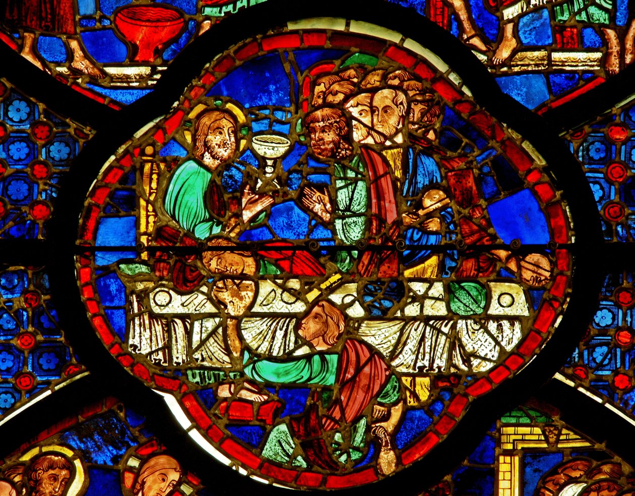 Fenster mit Darstellung des Letzten Abendmahls von French School