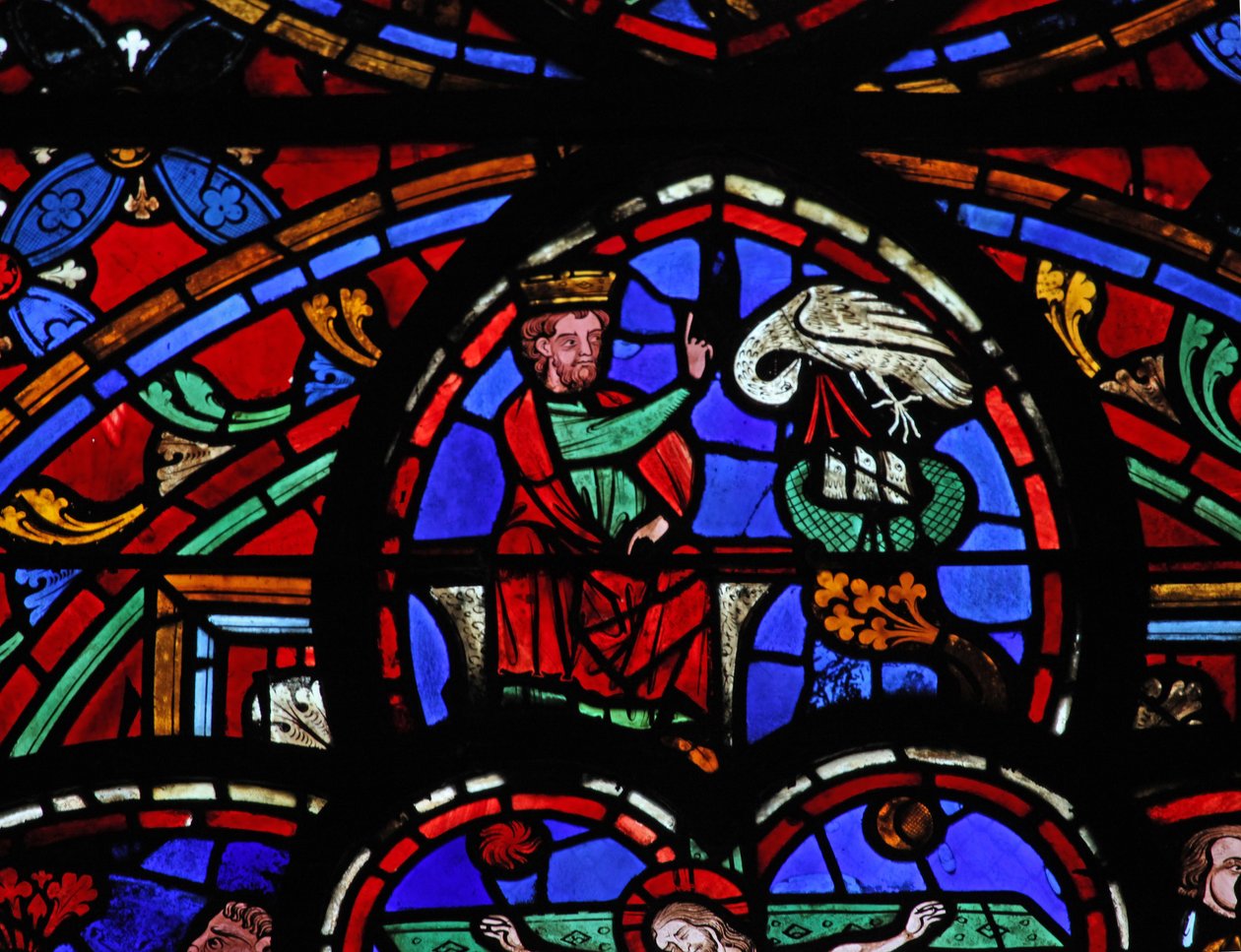 Fenster w0, David und den Pelikan, der seine Jungen füttert, darstellend von French School