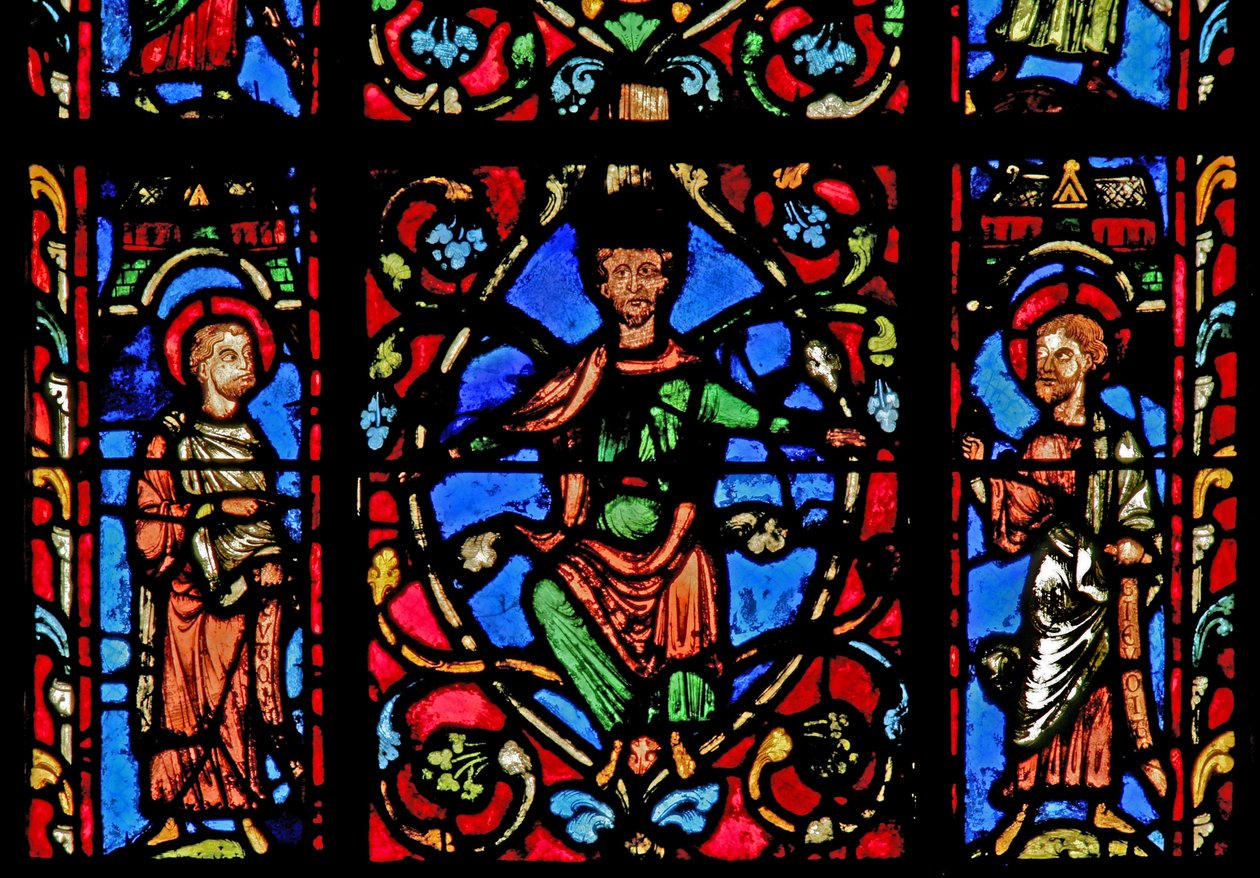 Fenster w0 mit einem König und zwei Propheten am Jessebaum von French School