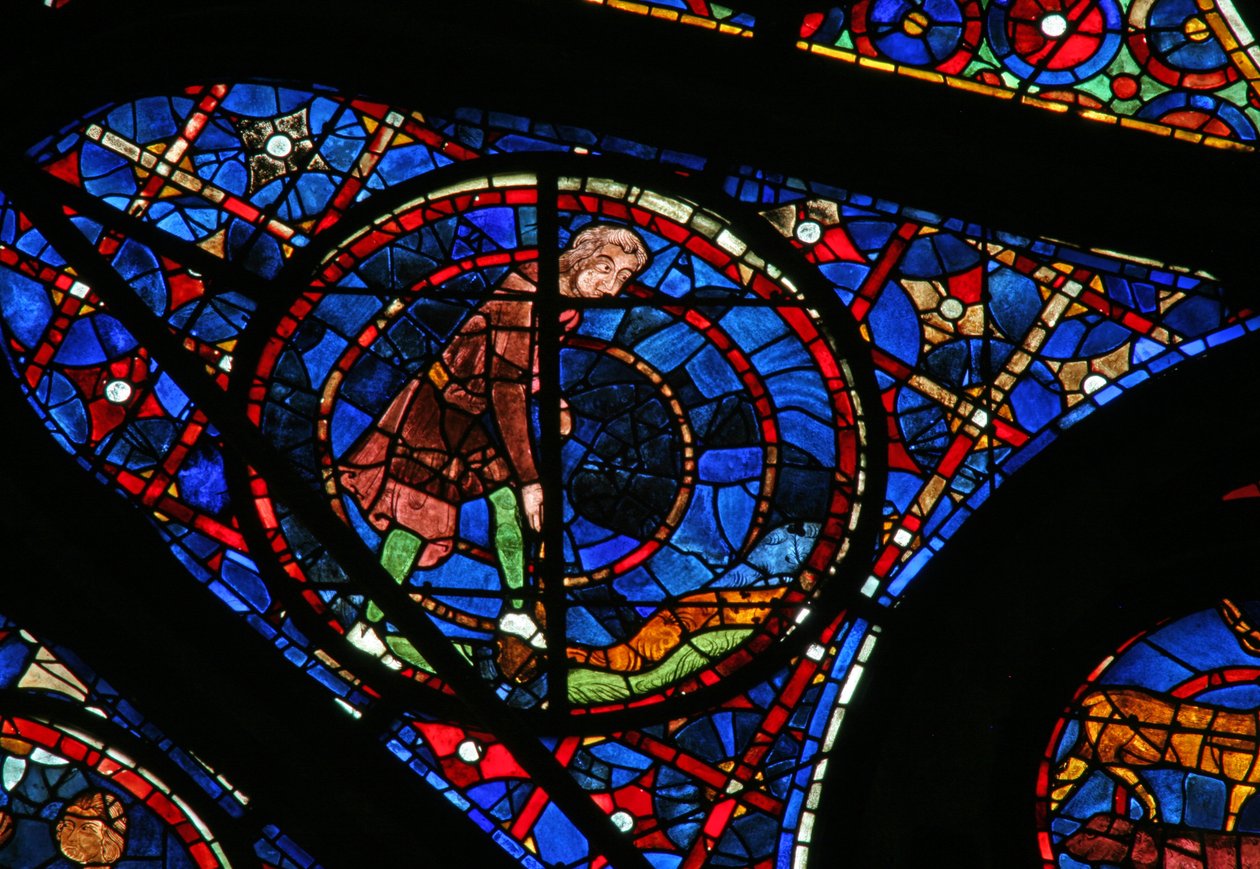 Fenster w115, Kain, der den Boden bearbeitet, darstellend von French School