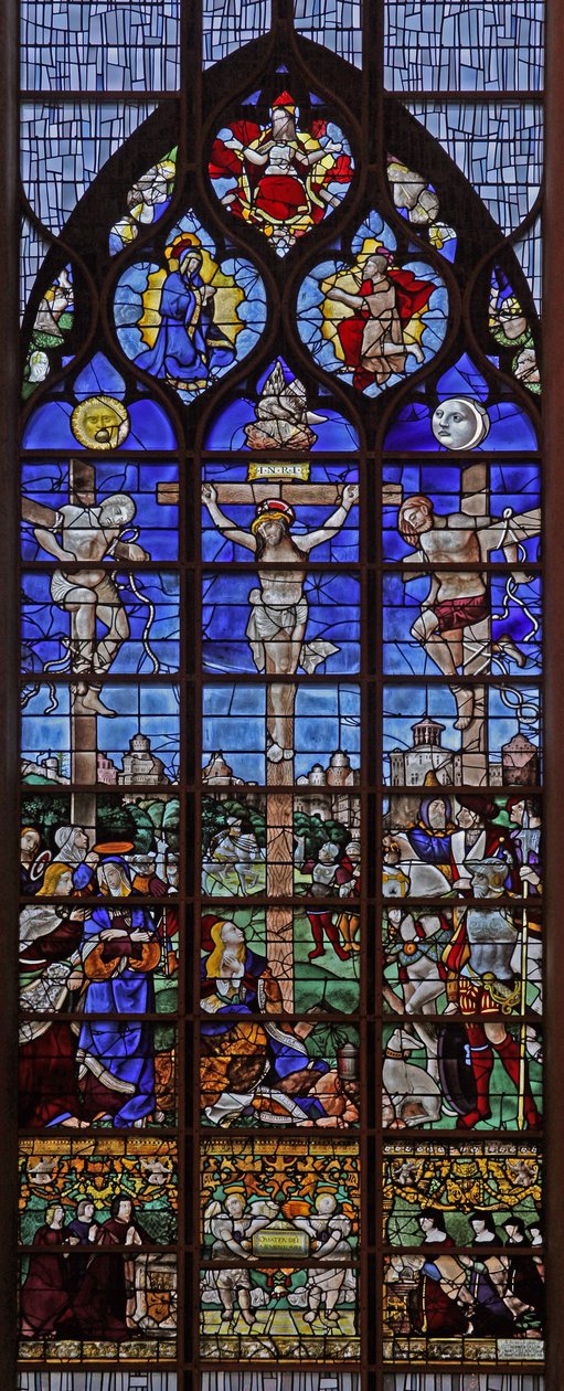 Fenster w11 mit Darstellung der Kreuzigung von French School