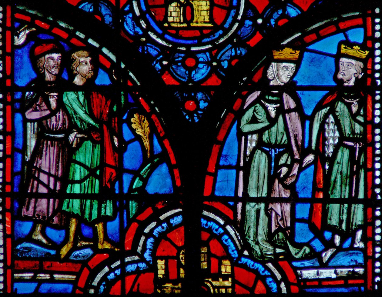 Fenster w13 Ahasverus und Esther besuchen das Fest Esth V 5 von French School