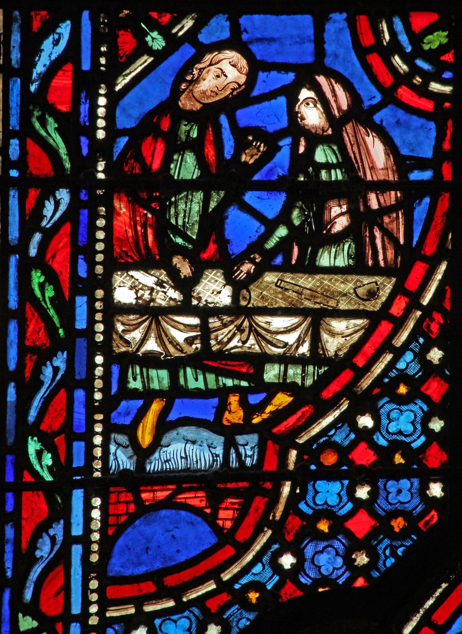 Fenster w14 Saul empfängt Samuel I Sam 9 22-24 von French School