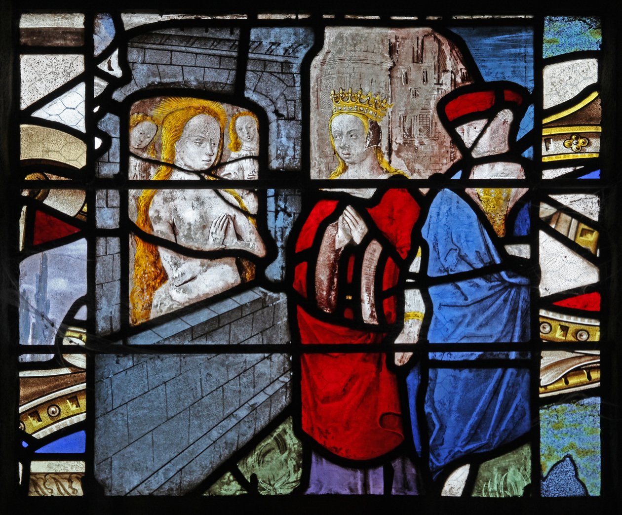 Fenster w15 mit der Heiligen Katharina und der Kaiserin von French School