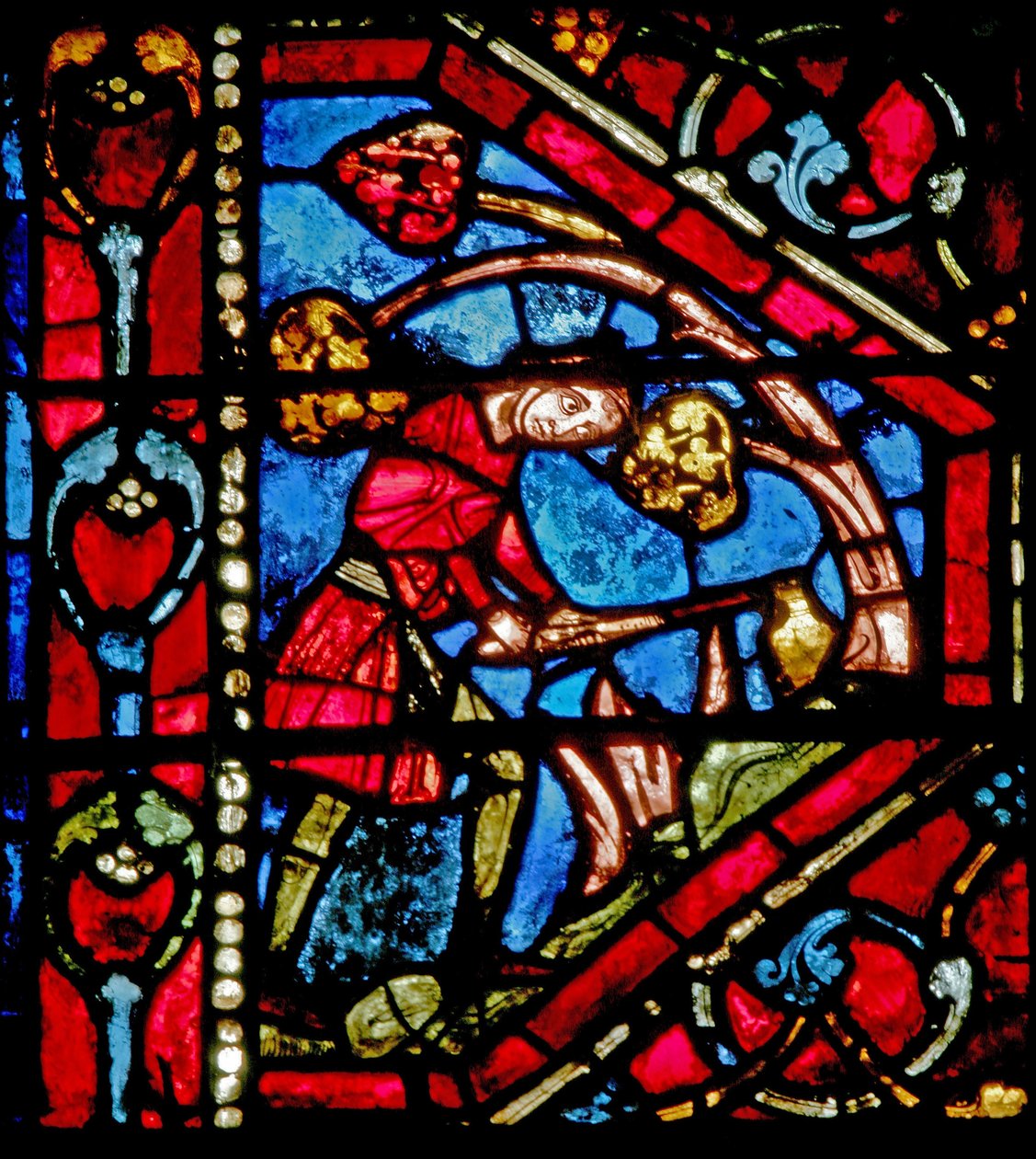 Fenster w19, Geschichte der Arche Noah: Noah pflanzt den Weinstock von French School