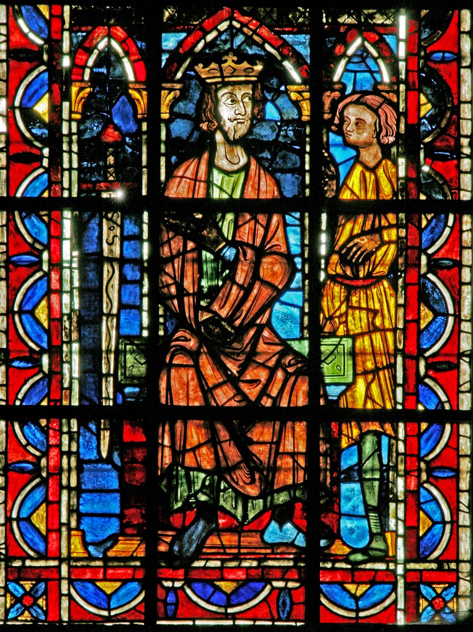 Fenster w202, den heiligen Johannes mit dem Kaiser Domitian darstellend von French School
