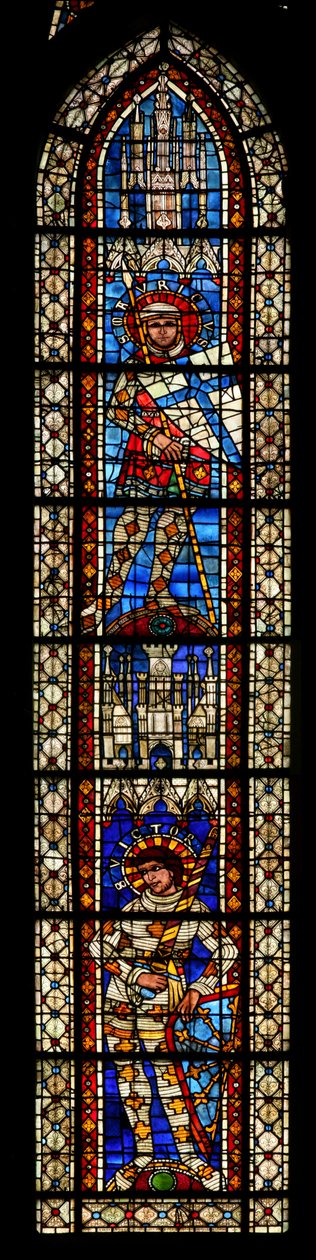 Fenster w203 mit Darstellung von St. Mauritius und St. Viktor (Buntglas) von French School