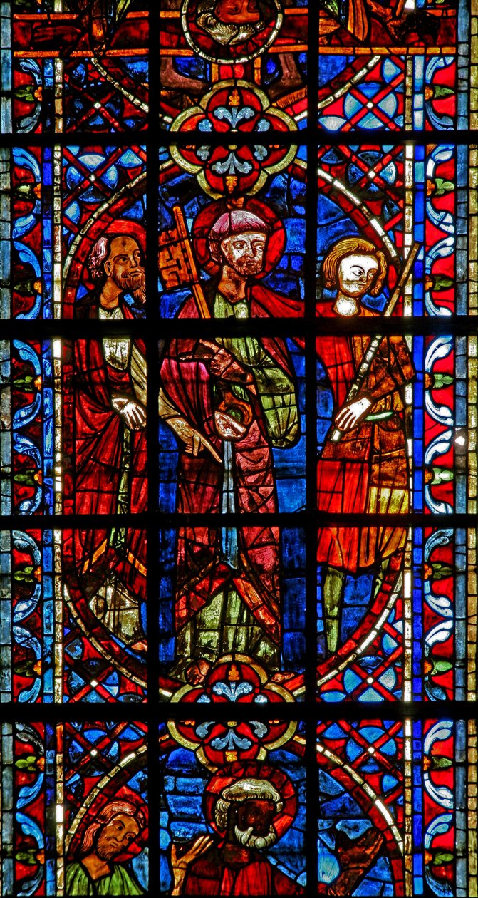 Fenster w204, St. Peter und St. Paul vor Kaiser Nero darstellend von French School