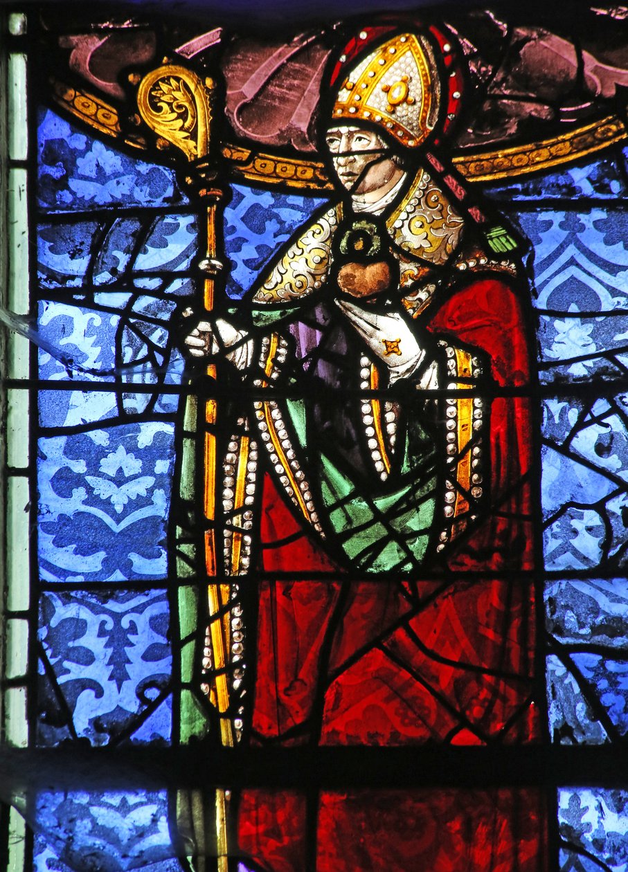 Fenster w20, das St. Augustinus mit einem brennenden Herzen darstellt von French School