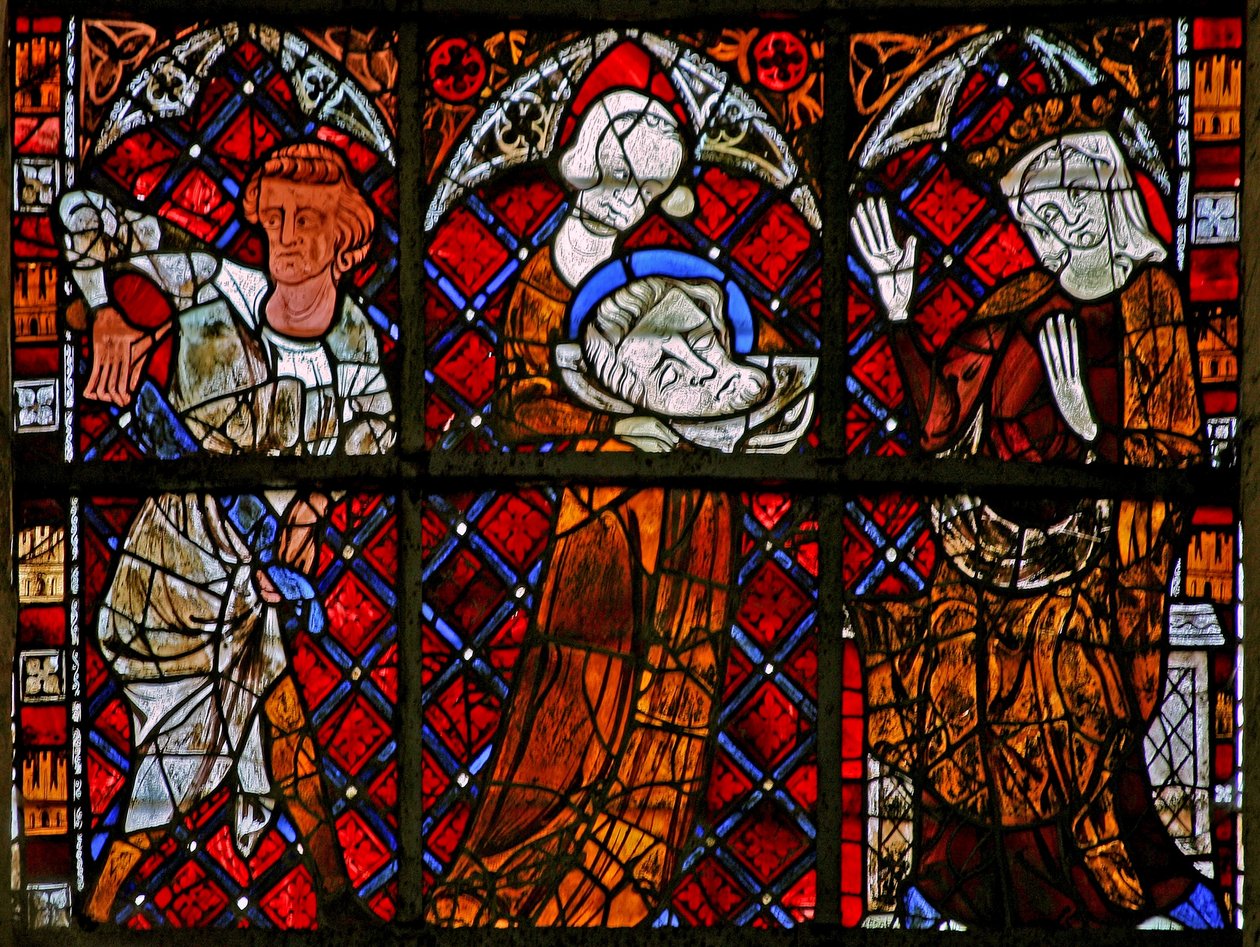 Fenster w225 mit einer Szene aus dem Leben des Heiligen Johannes des Täufers: Salome erhält seinen Kopf von French School