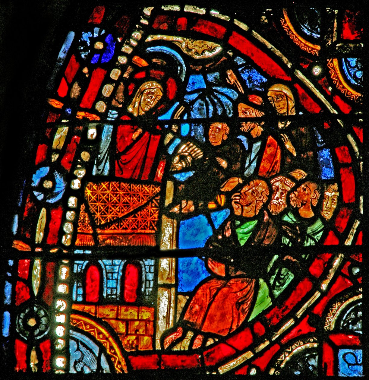 Fenster w22, Szene aus dem Leben der St. Maria Magdalena - die Heilige predigt in Marseille von French School