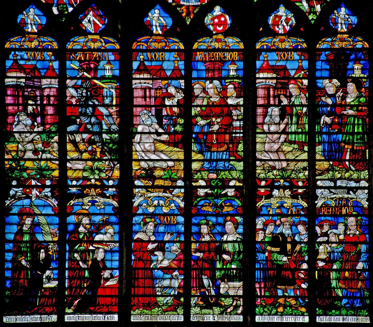 Fenster w231 zeigt die Geschichte von Hiob von French School