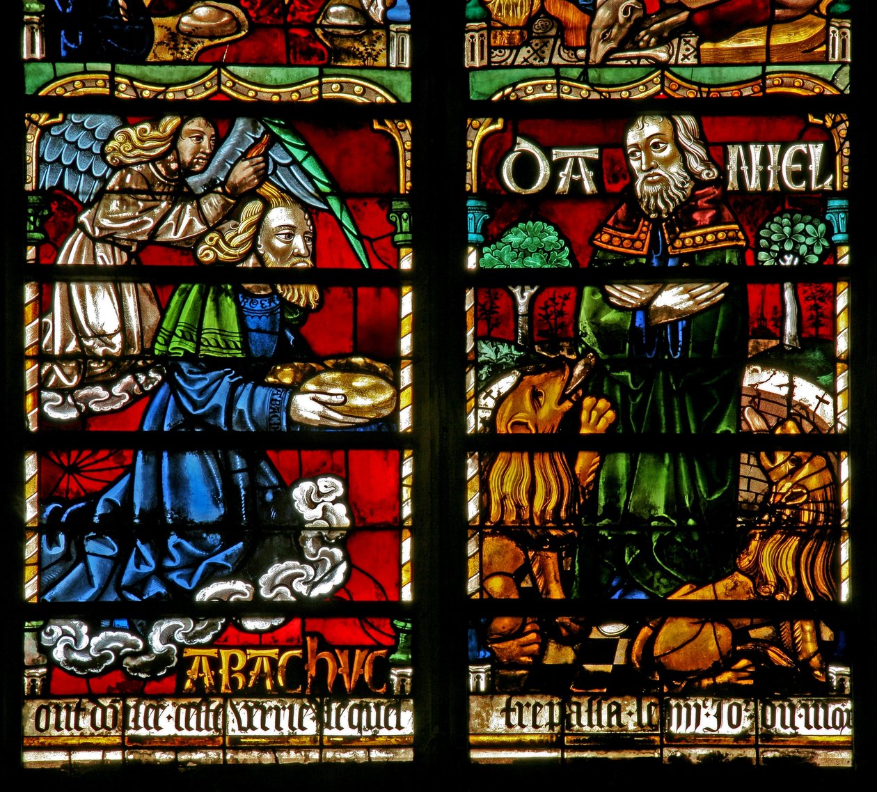 Daniel in der Löwengrube; genährt vom Propheten Habakuk von French School