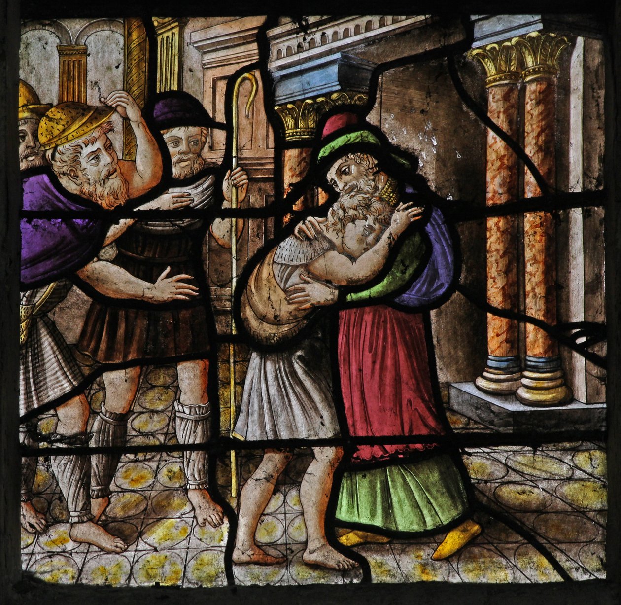Fenster w25, das eine Szene aus der Geschichte von Joseph darstellt von French School