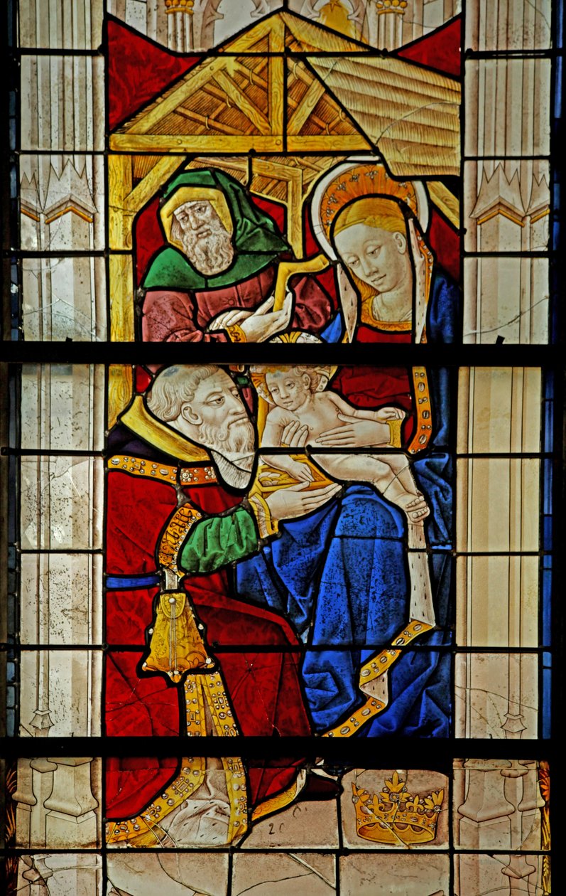 Fenster w29 zeigt die Anbetung eines Magiers von French School