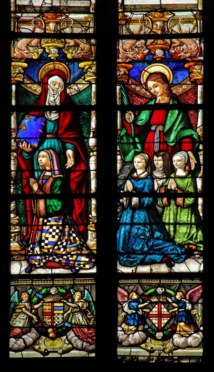 Fenster w2 zeigt St. Anna und St. Katharina von French School