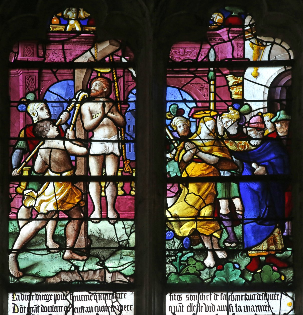 Fenster w2 mit Darstellung des Todes von St. Caprais von French School