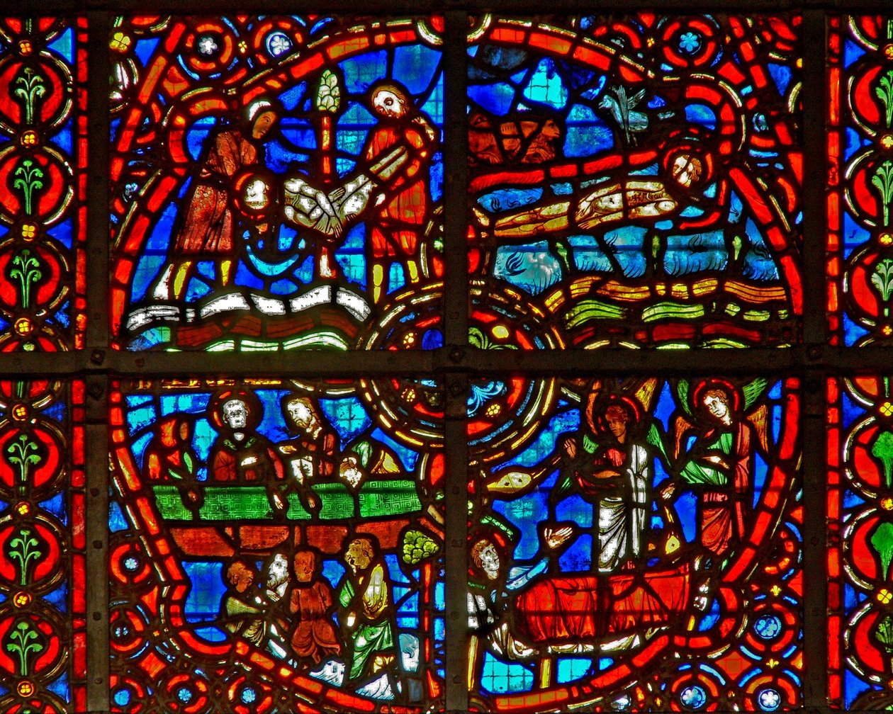 Fenster w39, Darstellung von Szenen aus dem Leben des St. Laurentius von French School