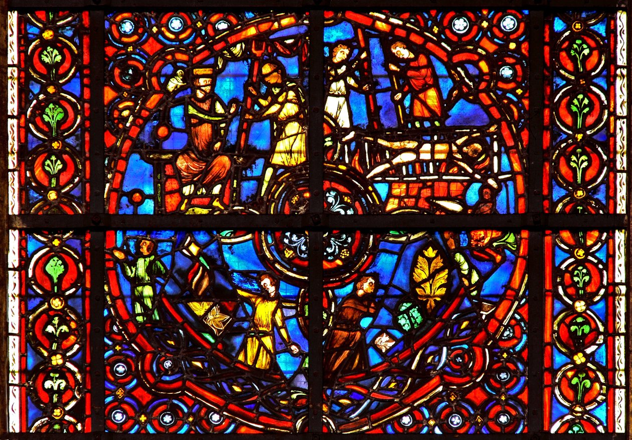 Fenster w39, Darstellung von Szenen aus dem Leben des St. Vincent von French School
