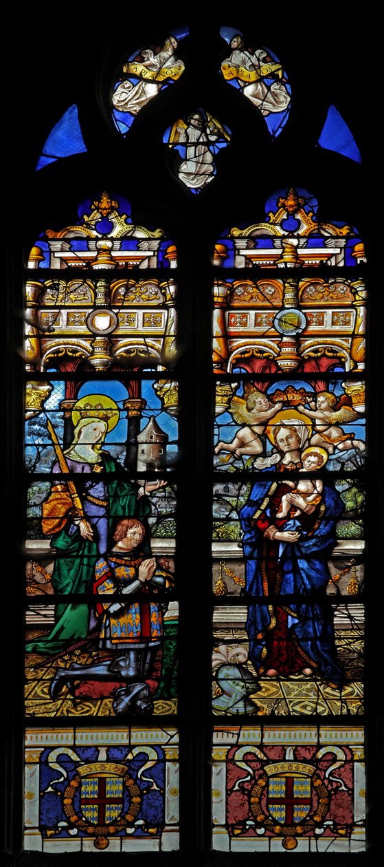 Fenster w3 mit der heiligen Barbara und dem Stifter Jean de Montmorency von French School