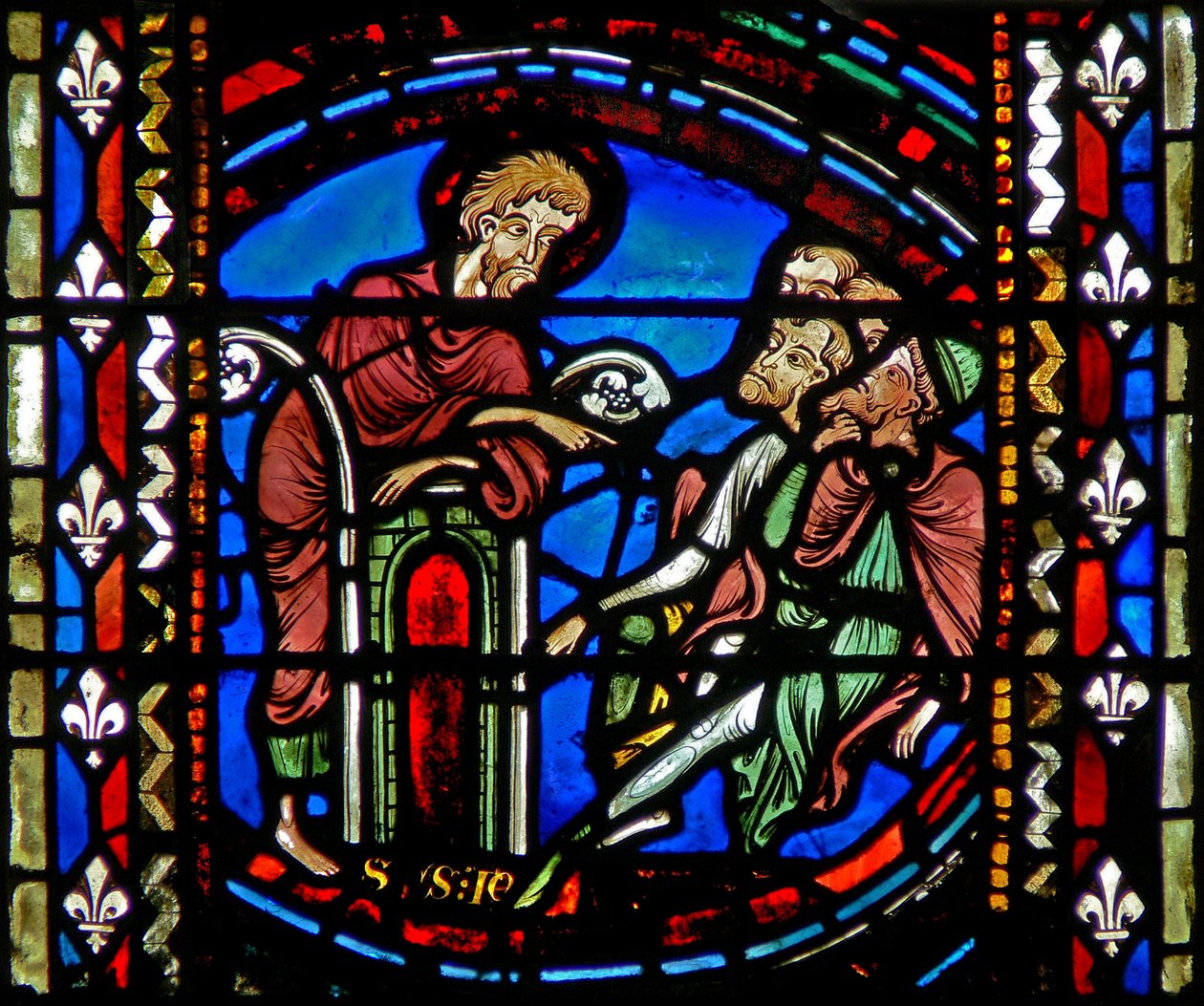 Fenster w53, Darstellung von St. Johannes der Täufer, der predigt von French School