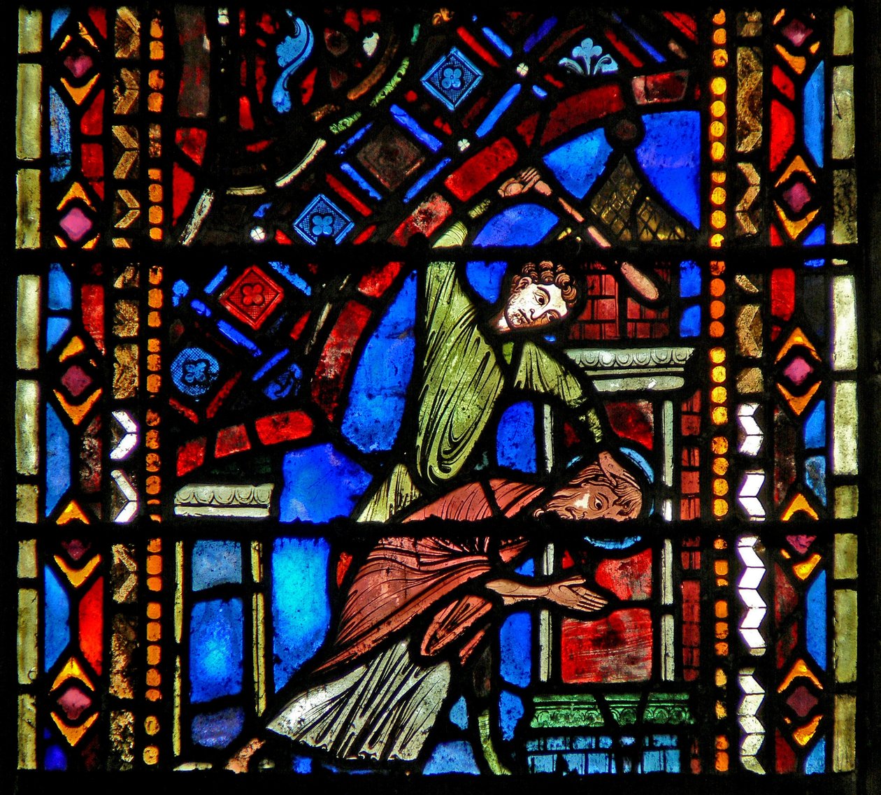Fenster w53, Darstellung der Geißelung (Tod?) von St. Johannes der Täufer von French School