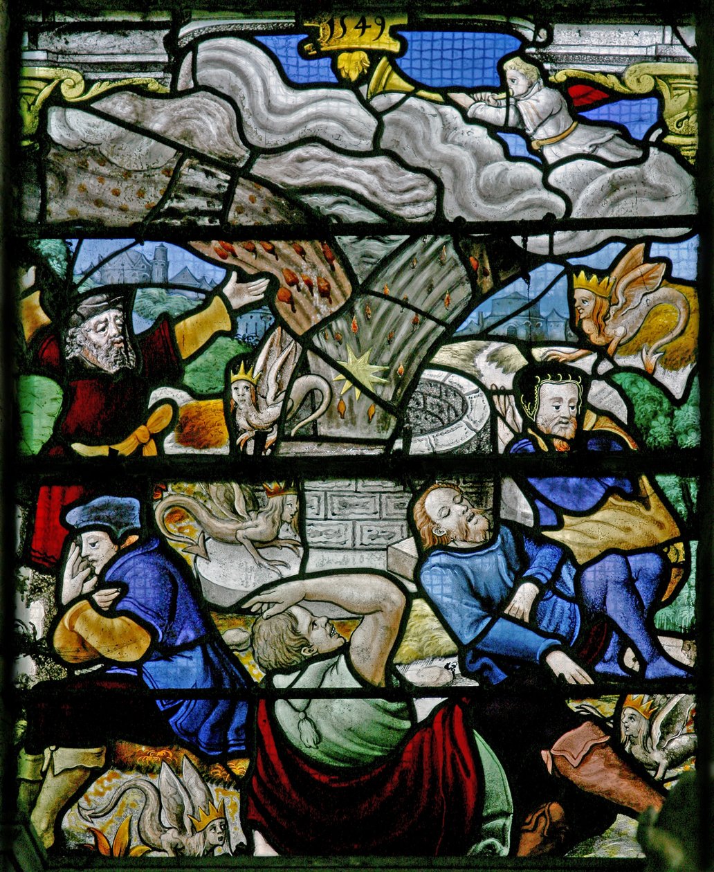 Fenster w5, Szene aus dem Buch der Offenbarung des Johannes: Ein Stern fällt zur Erde: 5. Engel von French School