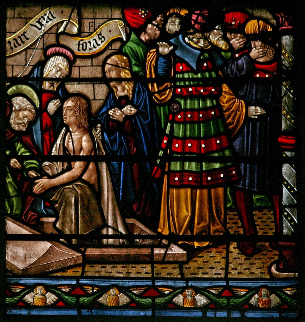 Fenster w6, Darstellung der Auferweckung des Lazarus von French School