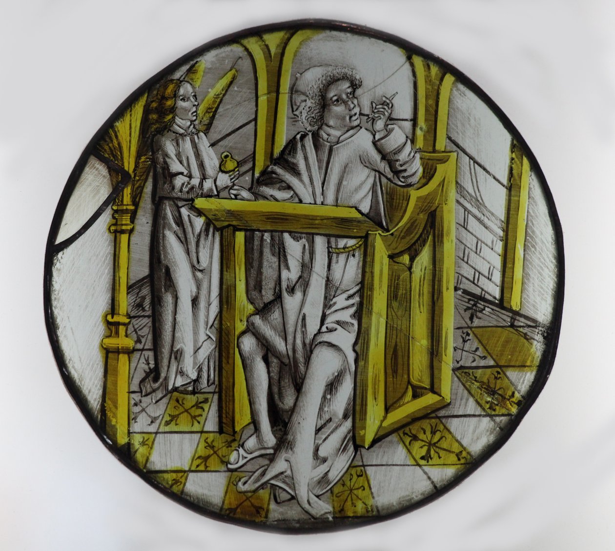 Fenster w76, Darstellung des Heiligen Matthäus mit seinem Symbolengel von French School