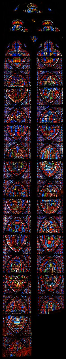 Fenster w7 die Geschichte des Evangelisten Johannes (L) und die Kindheit Christi (R) von French School