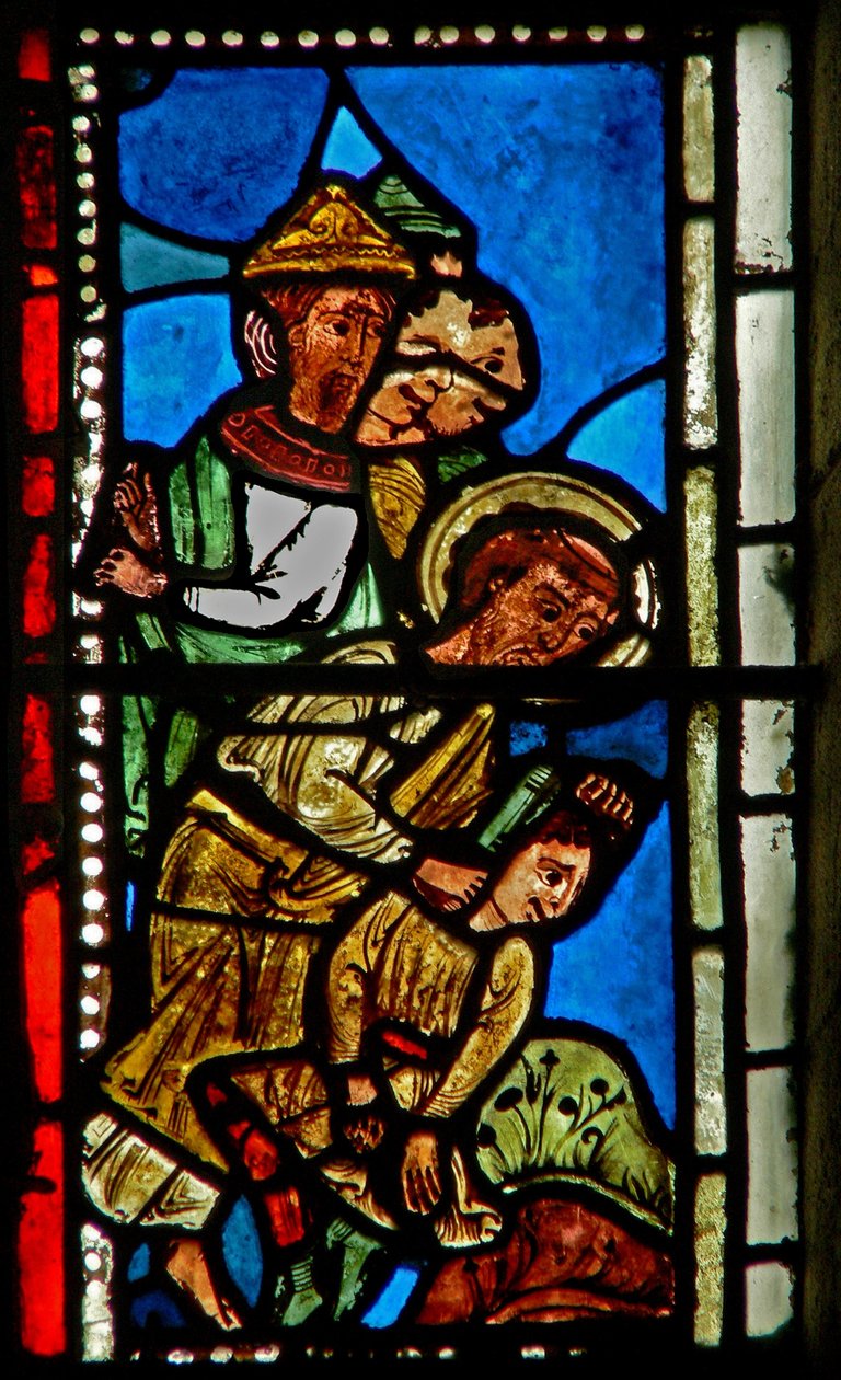 Fenster wXV mit Petrus, der Malchus das Ohr abschneidet von French School