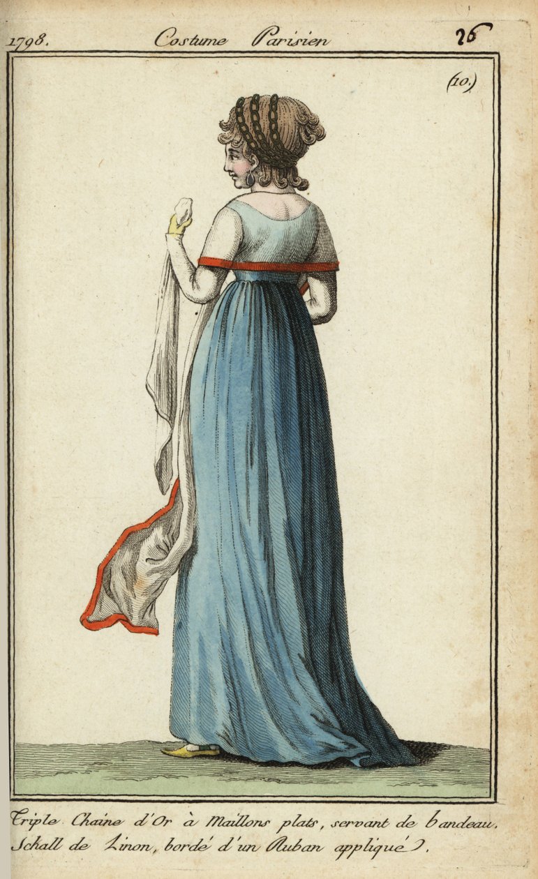 Frau mit durchsichtiger Stola in der Mode von 1798 von French School