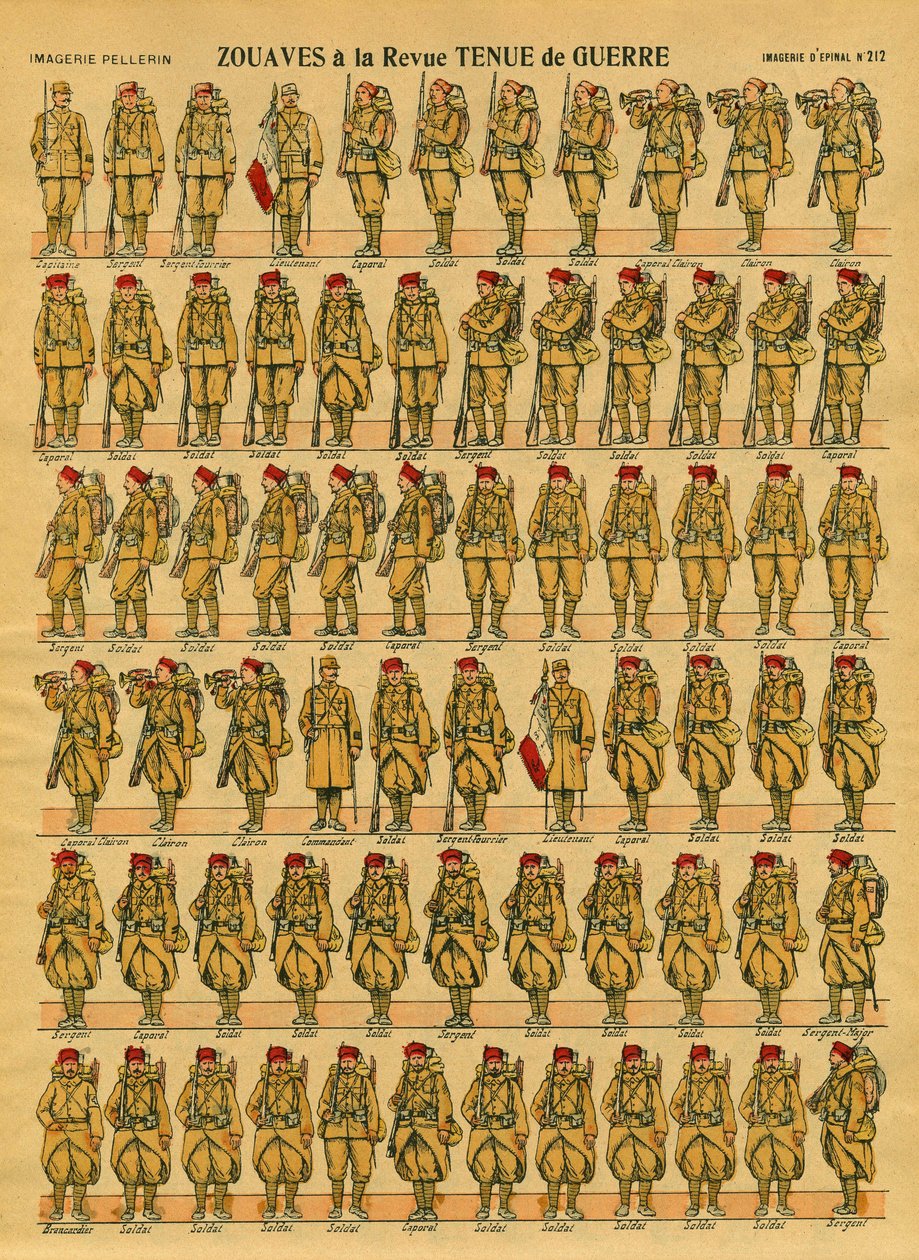 Zouaven, eine französische Infanterieeinheit, die 1830 von General Clauzel für die Eroberung Algeriens geschaffen wurde. Epinal-Bild. von French School