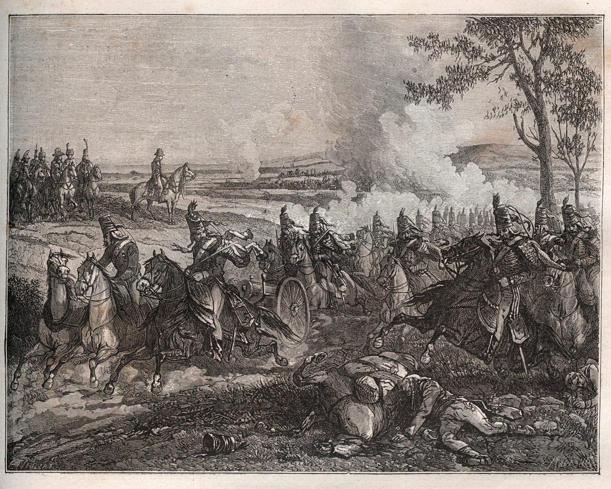 Schlacht von Castiglione: In seinem Italienfeldzug besiegt Napoleon die Österreicher unter Wurmser und zwingt sie zum Rückzug nach Mantua. 5. August 1796 - Neue Nationalenzyklopädie von Maurice La Charest - 1870 von French School
