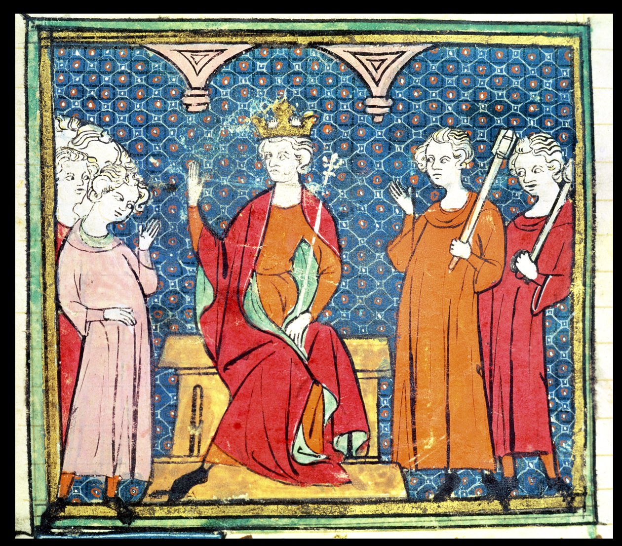 Childerich II. (ca. 653-73), Merowingerkönig von Austrasien, aus den Grandes Chroniques de France, 1375-79 von French School