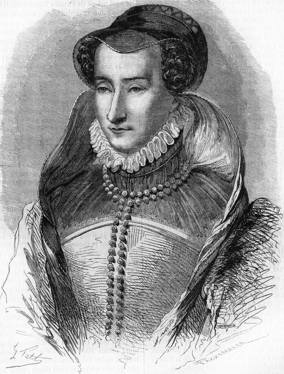 Porträt von Jeanne III. von Albret (1528-1572), Mutter von König Heinrich IV. und Ehefrau von Antoine de Bourbon. In „Histoire Populaire de la France“, ca. 1885. Gravur. von French School