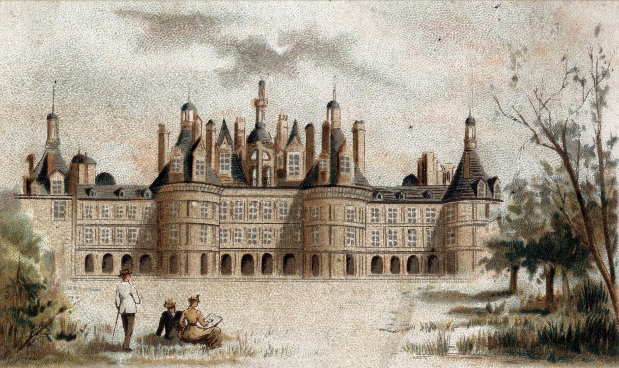 Ansicht des Schlosses Chambord (Loir-et-Cher) von French School