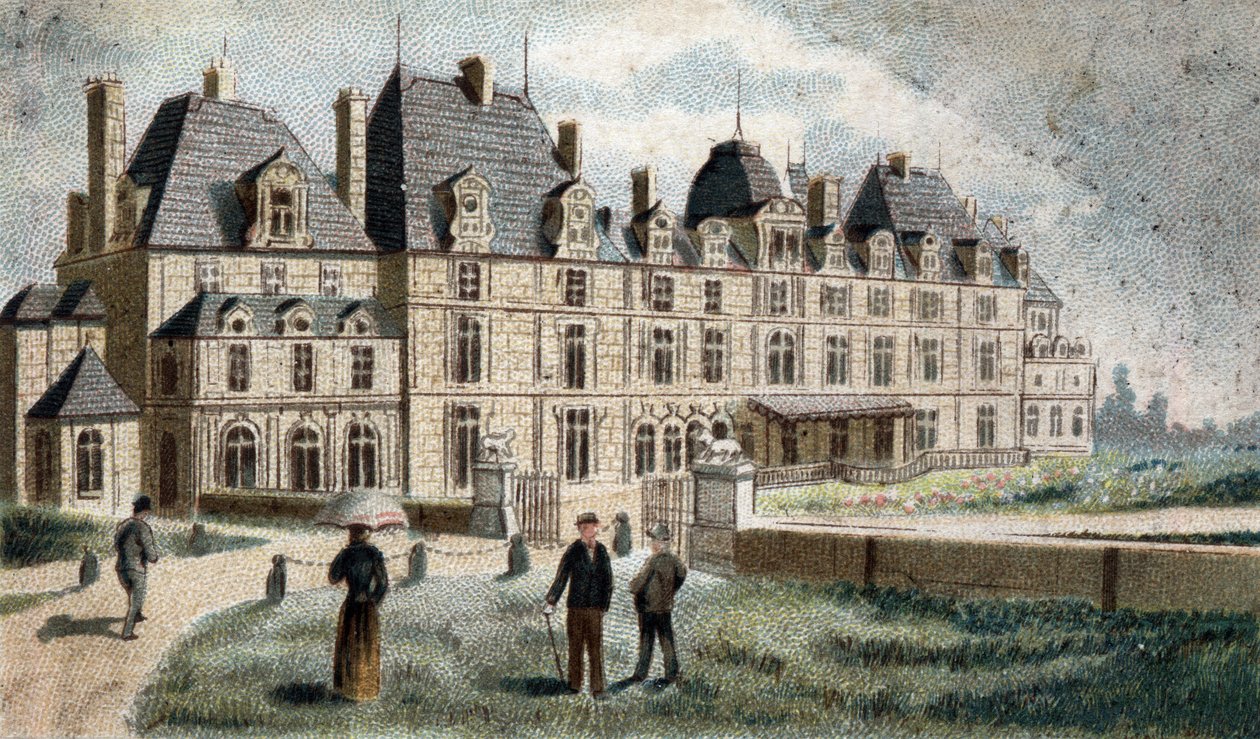 Ansicht des Schlosses Eu (Seine-Inférieure) von French School