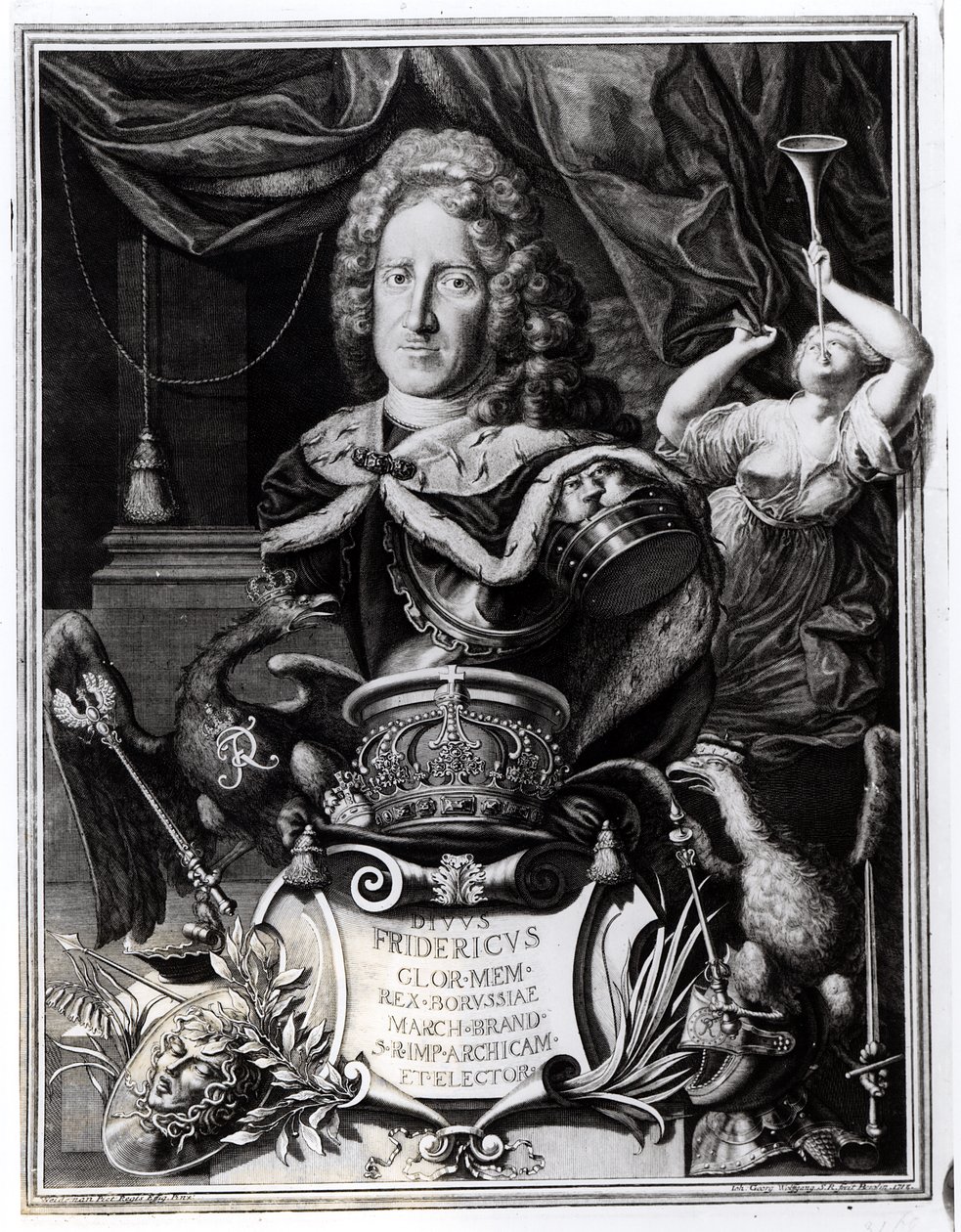 Porträt von Friedrich Wilhelm I. (1688-1740), König von Preußen, graviert von Georg Andreas Wolfgang (1703-45), 1718 von Friedrich Wilhelm Weidemann