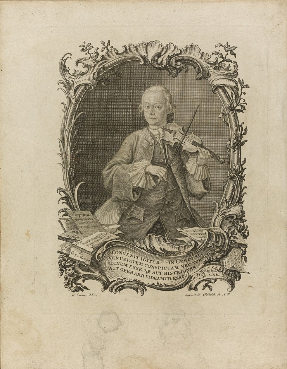 Leopold Mozart. Frontispiz des Versuch einer gründlichen Violinschule, 1756 von Friedrich