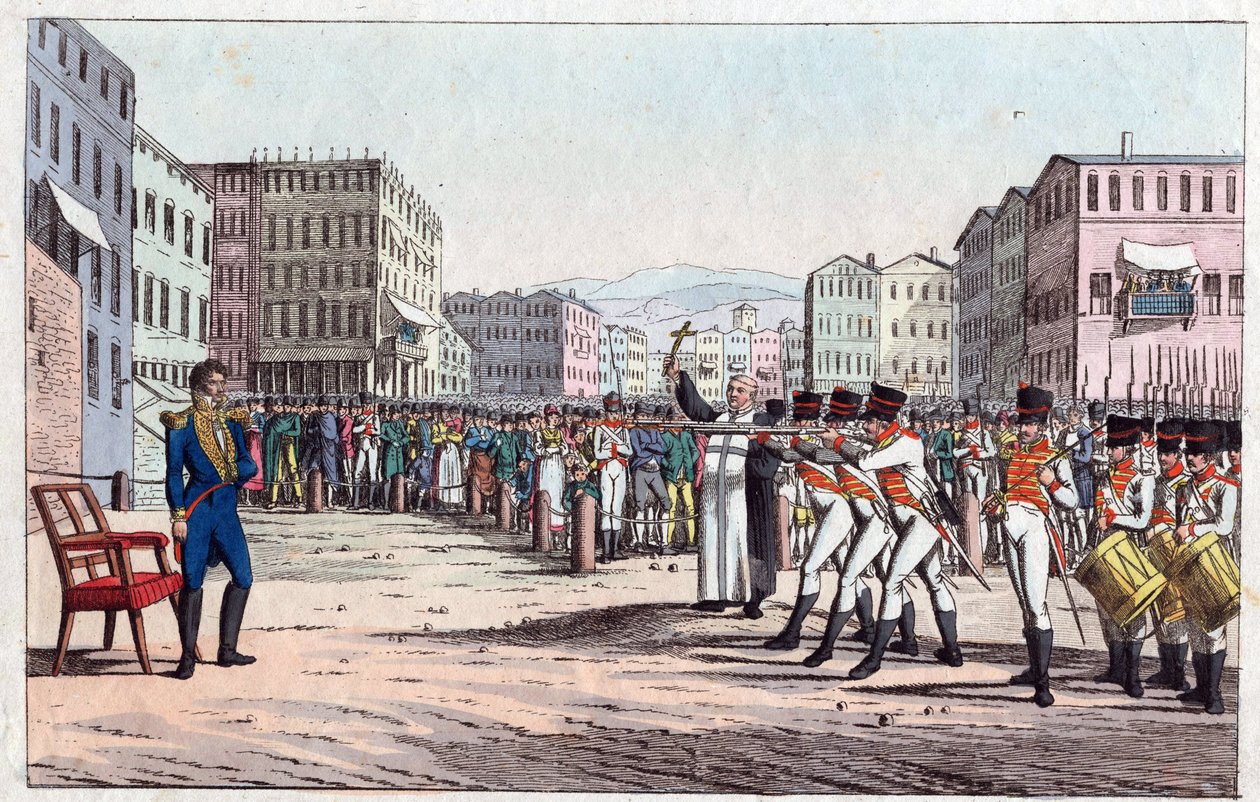Hinrichtung von Joachim Murat durch Erschießungskommando in Pizzo Calabro, 13. Oktober von Friedrich Campe