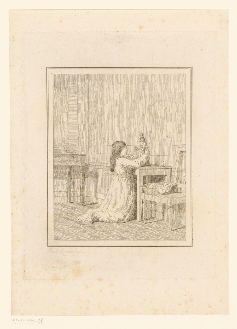 Mädchen mit Puppe von Friedrich Rehberg