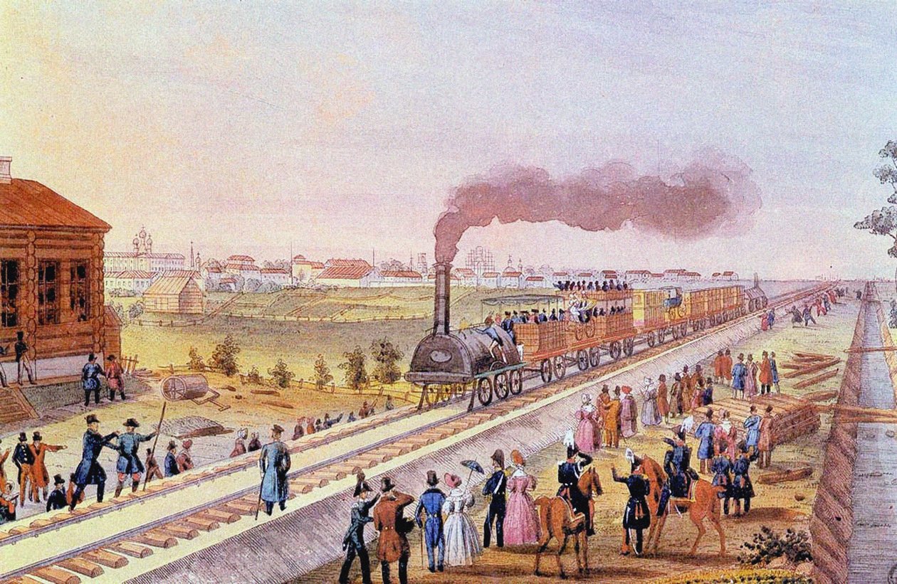 Ankunft des ersten Zuges von St. Petersburg nach Zarskoje Selo am 30. Oktober 1837, 1837 von Friedrich von Martens