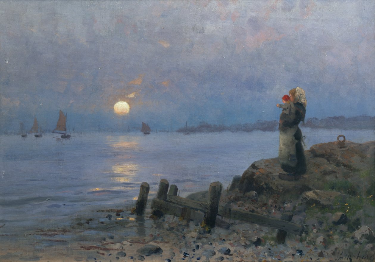 Frau und Kind am Strand von Frithjof Smith-Hald