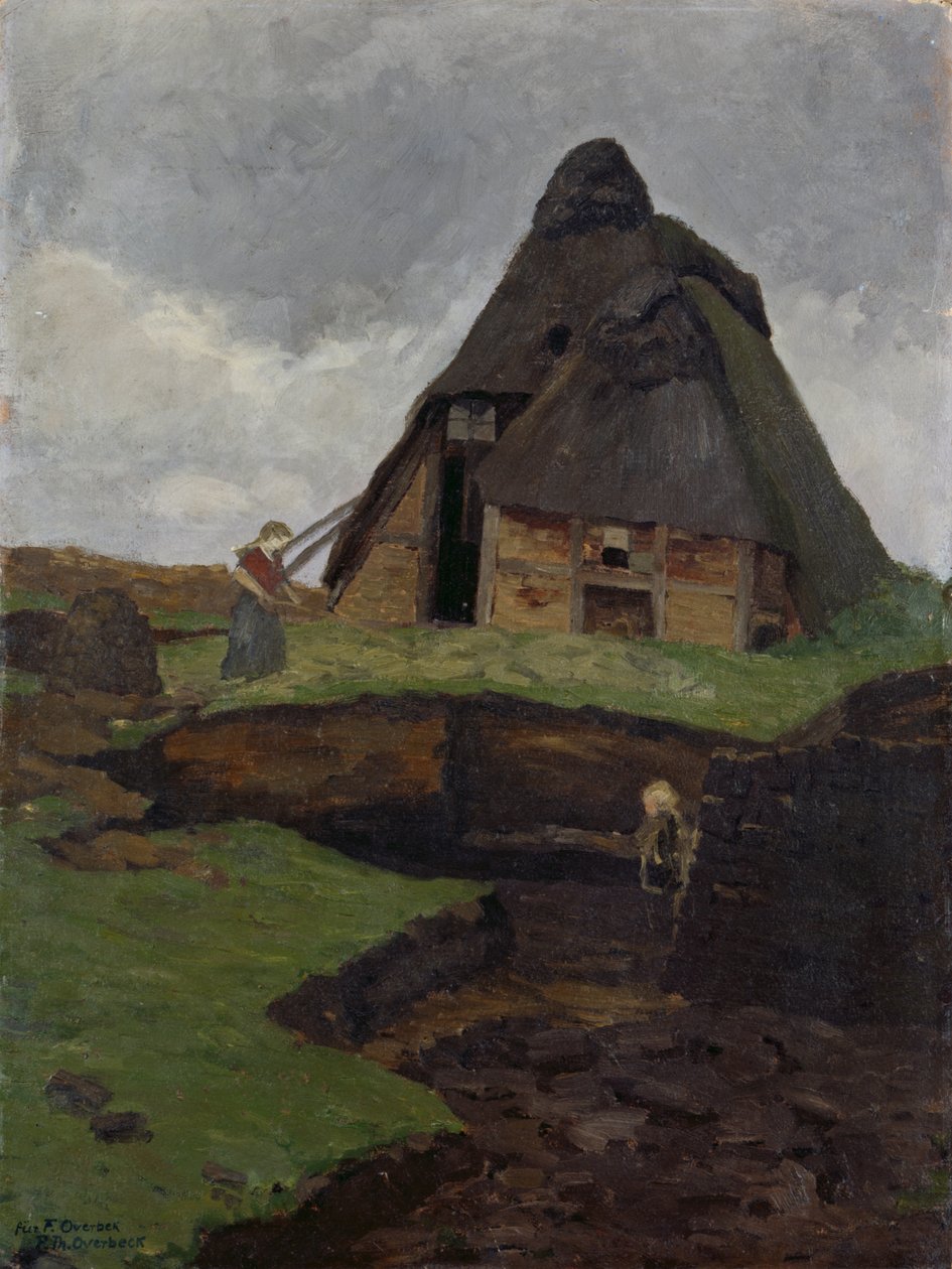 Mire Cottage mit Kind von Fritz Overbeck