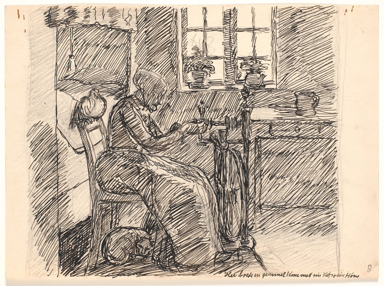 Hier wohnte eine alte Frau mit ihrer Katze und ihrem Huhn von Fritz Syberg