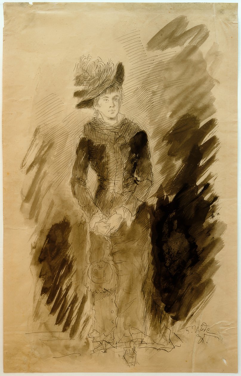 Junge Frau (Bildnis der Verlobten Amalie Endres) von Fritz von Uhde